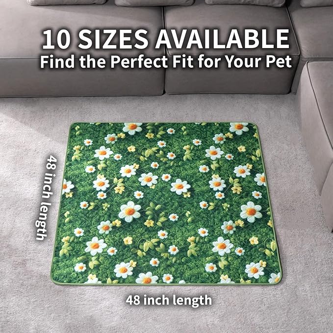 Dog Pee Pads Training Pads Upgrade Triple Thickness All-Purpose Super Absorbent & Leak-Proof, Quick Dry and Leak-Proof and Odor Control (Yellow Daisy on Green, 48" x48"x2PCS)