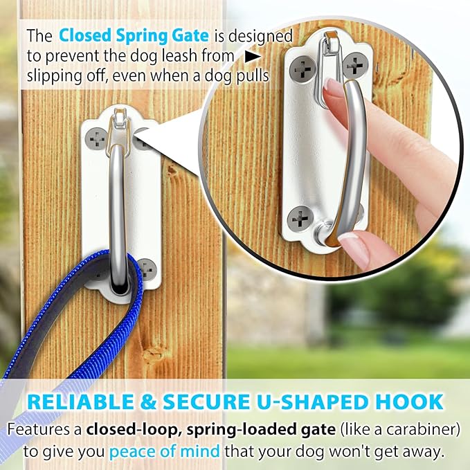 X-TECOKIT Heavy Duty Stainless Steel Dog Leash Wall Hook,Ultra-Secure Tie Out Anchor for Yard&Home,Anti-Escape Dog Chain Parking Hook,Rust-Proof&Easy to Install