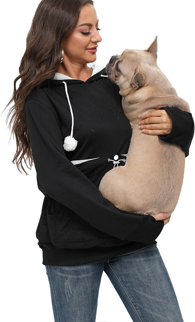 BOMBAXCEIBA Pet Pouch Hoodie Small Pet Carrier,Dog Cat Pouch Hoodie Sweatshirt Kangaroo Pocket Holder, With Ears Women's Fit