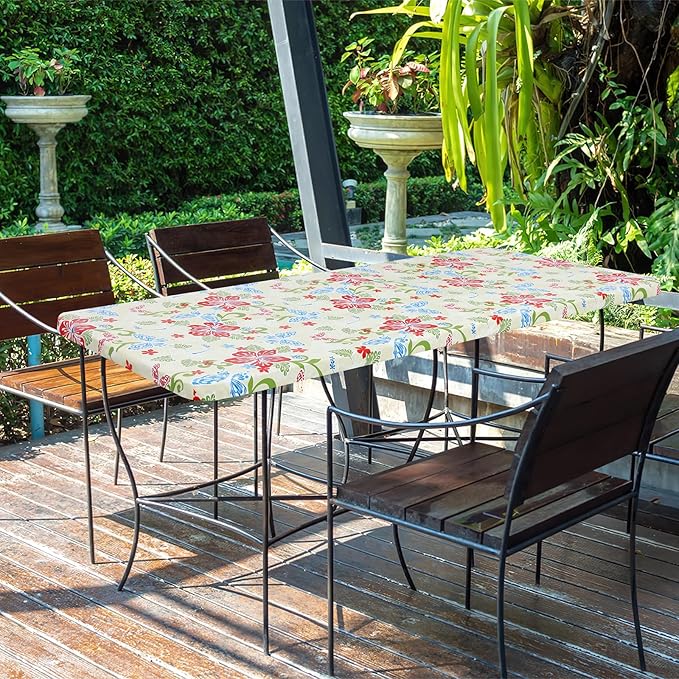 misaya Rectangle Vinyl Tablecloth, Fitted Table Cover, 100% Waterproof, Elastic Edge, Plastic Table Cloth Fit 5 Foot Folding Tables for Picnic, Camping, Outdoor (Butterfly, 30x60 inch)