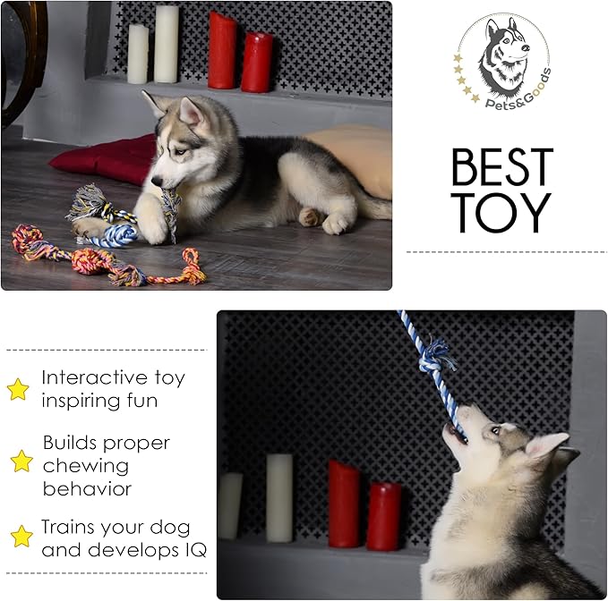 Pets&Goods Dog Rope Chew Toys – 5-Pack Durable Cotton Tug Toys for Puppies & Small/Medium Dogs – Dental Cleaning, Teething Relief, Washable & Safe Play