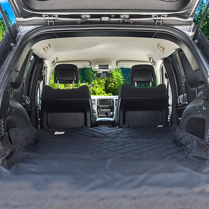 SUV cargo liner for dogs, Dog Car Seat Cover For Back Seat, Nonslip trunk mat, Waterproof Car Seat Protector for Dogs, Durable cargo cover with Bumper Flap, Dog Accessories, Easy to Install & Clean