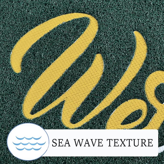 T.HENV Christmas Door Mat Outdoor, 32x20 Waterproof All-Season Front Door Mat Outside Entrance, All-Weather Quick Drying, Low Profile Doormat Indoor, Patio Porch Entryway Mats, Green-Gold