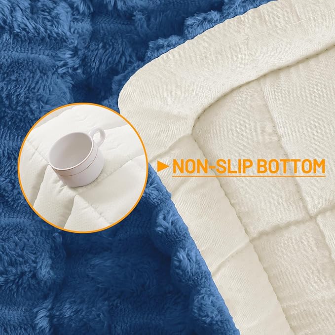 Smiry Pet Couch Cover for 3 Cushion Sofa, Non-Slip Fuzzy Couch Cover for Dogs Washable, Thick Soft Sofa Slipcovers Cushion Protector Pet Friendly (Navy, 27.6" x 70.9")