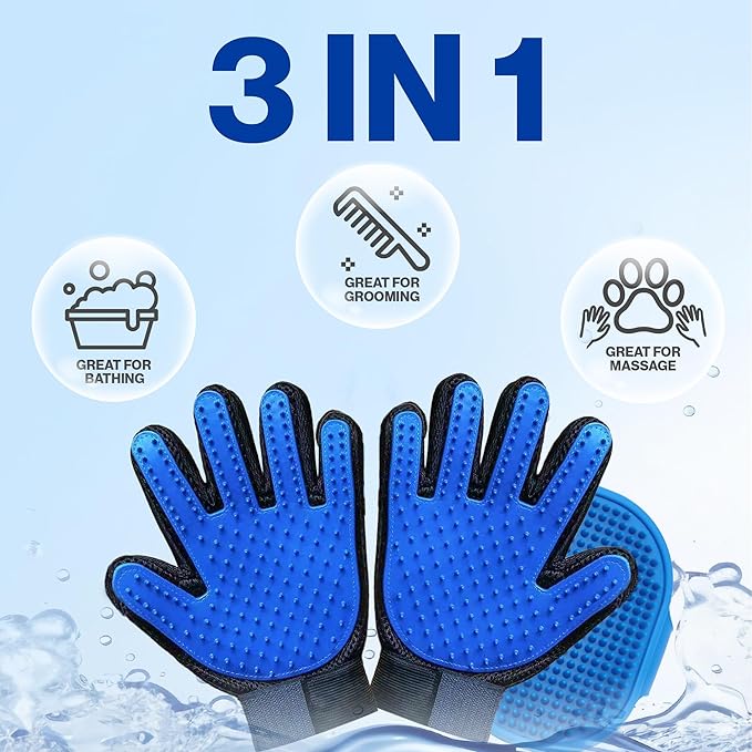 Pet Grooming Set with Dog Washing Gloves for Bathing, Dog Bath Brush and Silicone Dog Toothbrush, Pet Grooming Gloves for Dogs, Cats and Horses with 185 Silicone Tips