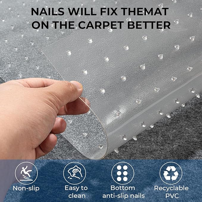 Carpet Protector for Pets Cat Scratch Carpet Protector Easy to Cut Plastic mat for Carpet Anti Scratch Under Door Mat Carpet Scratch Stopper from Cat Dog Scratching 3.6FT (Clear, 2pcs)
