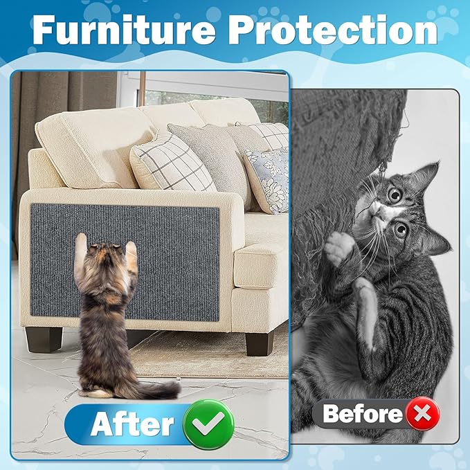 ENONCI 196.8x15.8 Cat Wall Scratcher Mat with Nano Tape,Anti Cats Scratch Furniture Couch Carpet Corner Protector for Indoor,Trimmable Cat Scratching Pad Board Sofa Replacement