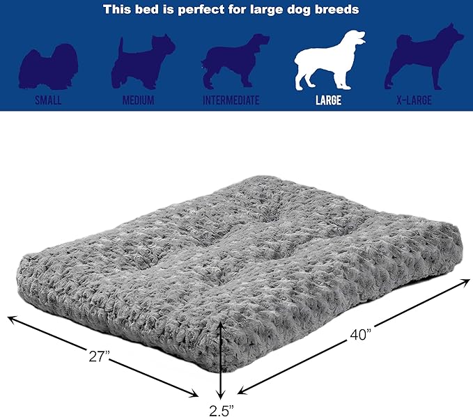 MidWest Homes for Pets Large QuietTime Deluxe Gray Ombré Swirl Plush Pet Bed, Machine Washable, Non-Skid Bottom, Soft Crate Mat for 42-inch Crates