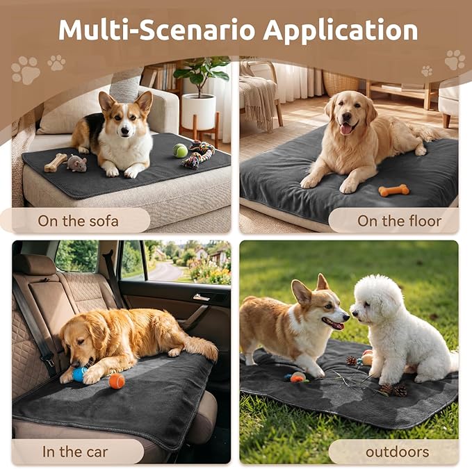MontVoo Washable Dog Bed Cover, Absorbent Quick Dry Pet Bed Sheet, Easy Hair Removal Couch Covers for Dog/Cat, 14x20 Inches, Waterproof PU Backing Dog Bed Mat for Car Seat/Crate, Cover Only, Darkgrey