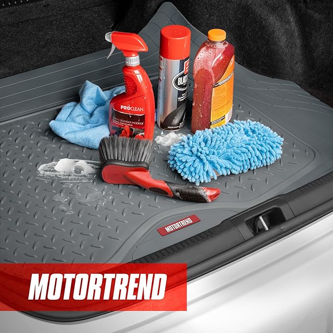 Motor Trend Heavy Duty Utility Cargo Liner Floor Mats for Car Truck SUV, Trimmable to Fit Trunk, All Weather Protection