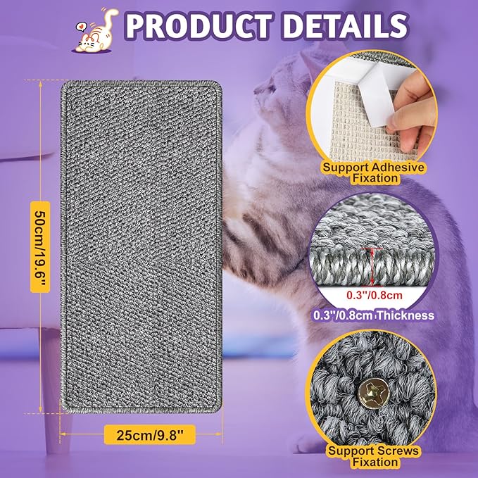 ENONCI Corner Cat Scratcher Wall Mounted for Indoor Cats, Cat Scratcher Pad for Door Frame, 19.6X9.8 Inch Anti Cat Scratch Door Furniture Protector for Couches and Walls