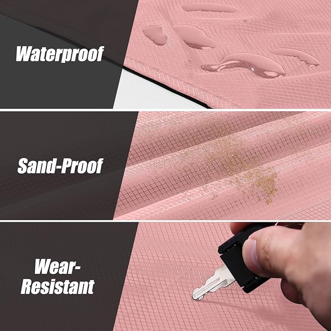 Odoland Pocket Blanket Picnic Blanket, 71" x 63" SandProof Waterproof Outdoor Beach Blanket with Portable Bag, Foldable Lightweight Sand Free Quick Drying Beach Mat for Hiking Camping Travel, Pink