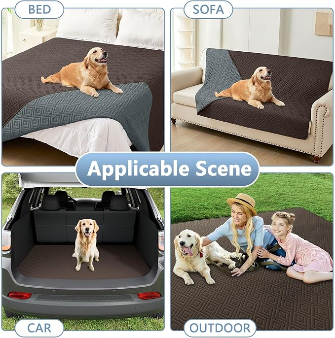 hyha Waterproof Dog Blanket, Soft Pet Bed Blankets, Waterproof Sofa Couch Cover for Dogs Washable, Reversible Pet Couch Covers for Sofa Furniture (30x80 Inch, Chocolate/Dark Grey)