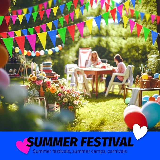 450 Pcs 787Ft Durable Nylon Pennant Banner Flags Rainbow Garland Bunting for Weddings, Easter, Birthdays, Back-to-School Safty Warning & Outdoor Party Decor, Campus Events,Christmas Decor Banners