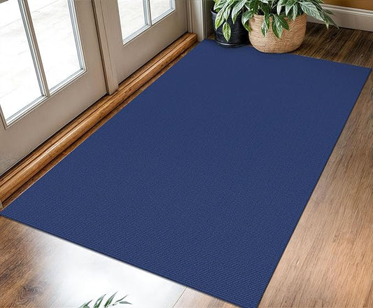 KOZYFLY Washable Entryway Rug 3x5 Ft Area Rugs Cotton Rubber Backed Throw Rugs Indoor Door Mat Kitchen Rugs Braided Floor Carpet for Front Entrance Bathroom Kitchen Living Room, Royal Blue