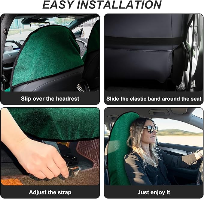 Waterproof Sweating Car Seat Cover for Post Gym Workout, Running, Swimming, Beach and Hiking, Universal Fit Non-Slip Bucket Seat Protector for Cars SUV Trucks, Machine Washable (Green)