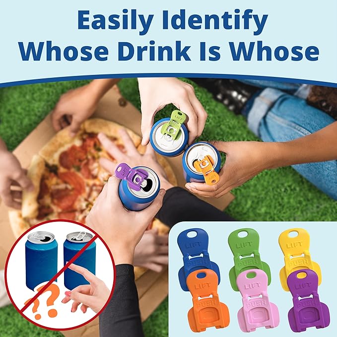 Complete Cover Easy Tab Opener New and Improved 12PK Beverage Barricade 2.0 by Avant Grub. Colorful Drink Can Protector Cap for Soda, Beer, Coke Shields From Bugs, Bees, Dust at the Party, BBQ, Beach