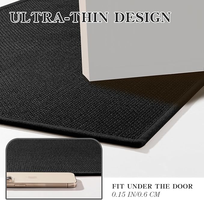 chakme Bathroom Rugs Mat U-Shaped 24x17, Ultra ThinNon Slip Bath Mat Small Quick Dry Absorbent Bath Matfor Bathroom Floor, (Black, U-24"x17")
