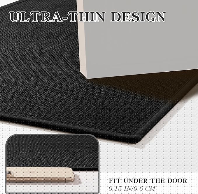 chakme Bathroom Rugs Mat 25x47, Ultra Thin Non Slip Bath Mat Large Quick Dry Absorbent Bath Mat for Bathroom Floor, (Black, 47"x25")