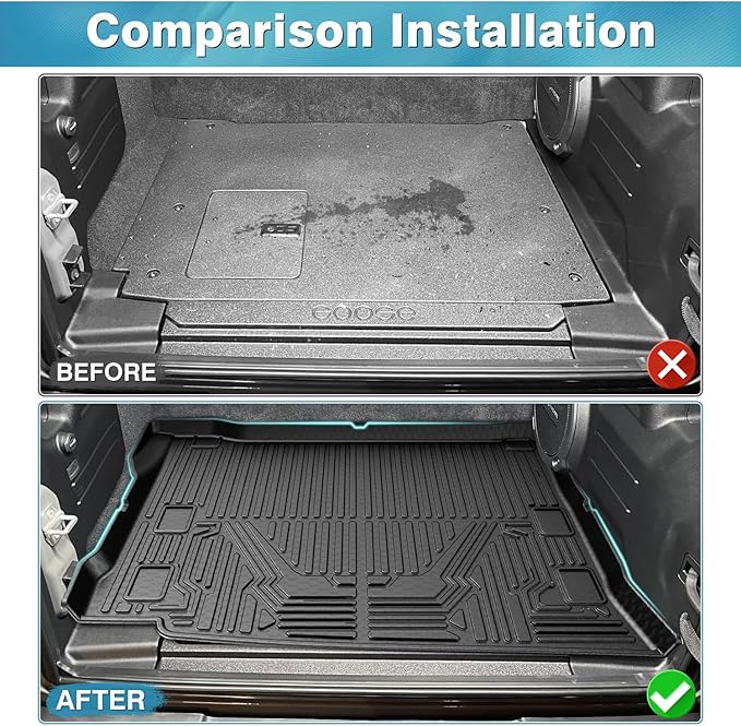Mixsuper Cargo Liner for 2021-2025 Jeep Wrangler 4XE, All Weather Cargo Mat for Wrangler 4XE Rear Trunk Liner Black (Not for 2 Door or JL Unlimited Models)