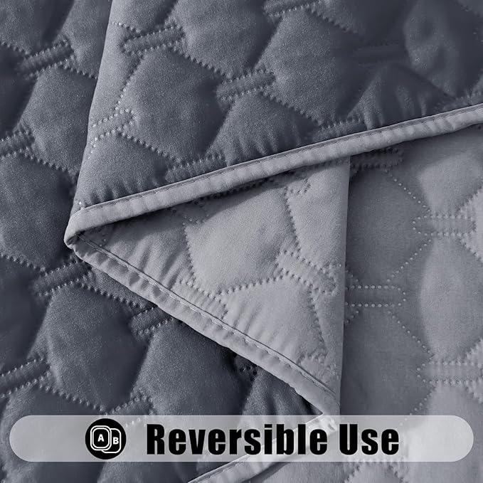 Smiry Waterproof Dog Bed Cover Blanket, Soft Reversible Pet Blanket, Washable Leakproof Cats Dogs Couch Cover for Sofa, Couch, Furniture, Plaid (82x82 Inch, Grey/Dark Grey)
