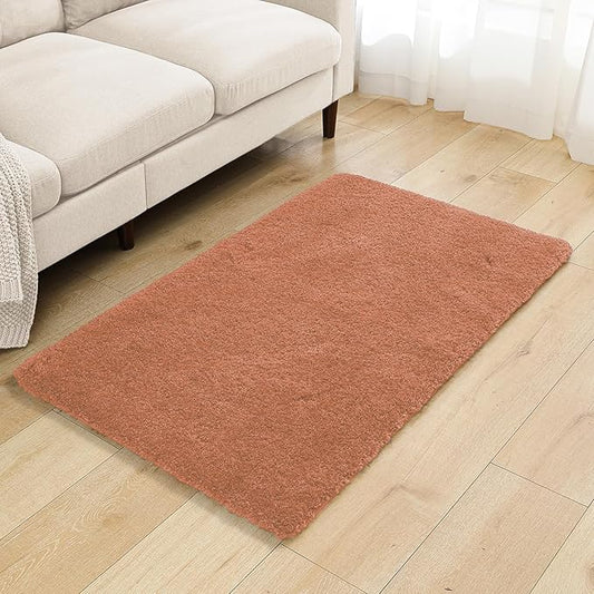 Rust Bathroom Rugs 30"x50" - Large Bath Mat for Bathroom Floor, Fluffy Microfiber Plush Rug, Non Slip and Washable - Great for Living Room, Bedroom or Kitchen Mat