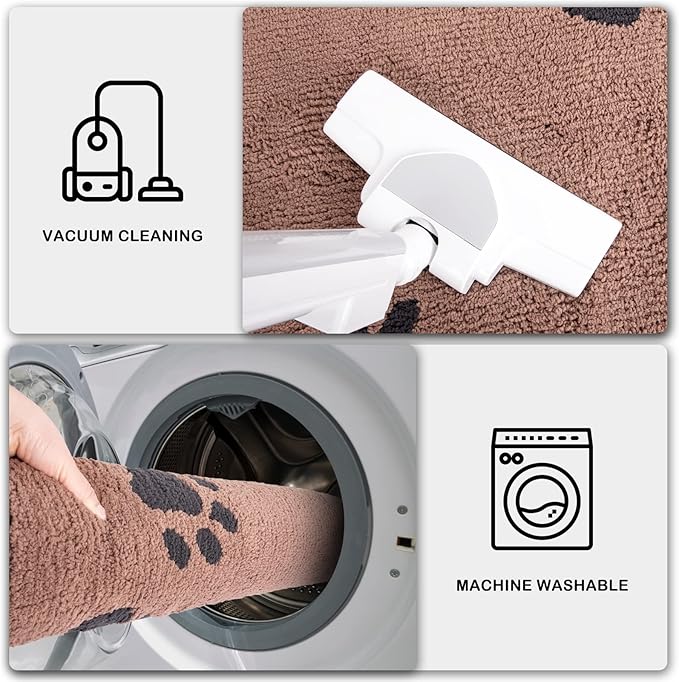 PURRUGS Dirt Trapping Door Mat 34" x 59", Non-Skid/Slip Machine Washable Microfiber Entrance Rug, Shoes Scraper, Dog Doormat, Super Absorbent Floor Mat for Muddy Wet Shoes and Paws, Light Brown