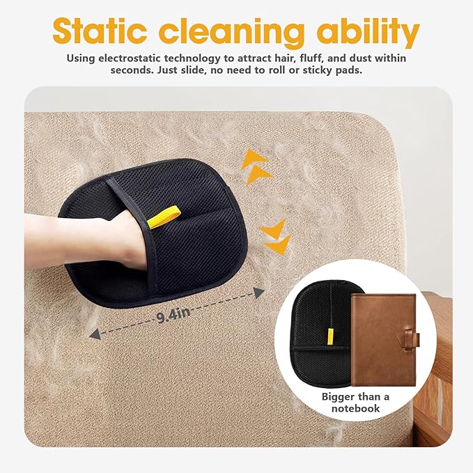 Pet Hair Removal Glove 2 Pack – Magic Gloves for Pet Hair, Dog & Cat Hair Remover, Reusable Pet Hair Removal Tool with Shell Comb for Sofa, Bed, Car, Bedroom & Living Room