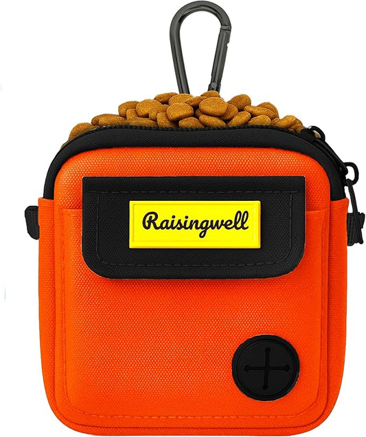 Raisingwell Dog Treat Pouch for Pet Walking and Training with Clicker, Poop Bags and Three Bags Design Small Fanny Zipper Pack Holder for Puppy Snack Dispenser Kit for Leash and Outdoor Use (Blue)