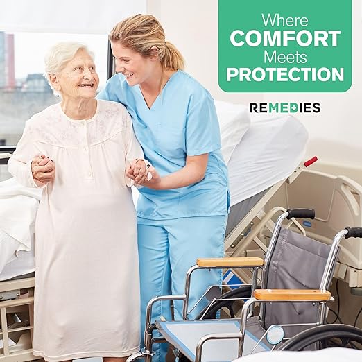Remedies - Bed Pads Disposable Adults, Seniors, Kids & Puppy Pads - 23" x 36" - Large Disposable Underpads - 50 Count, Incontinence Underpads for Beds & Furniture, Dog Pee Pads, Dogs Chucks Pads