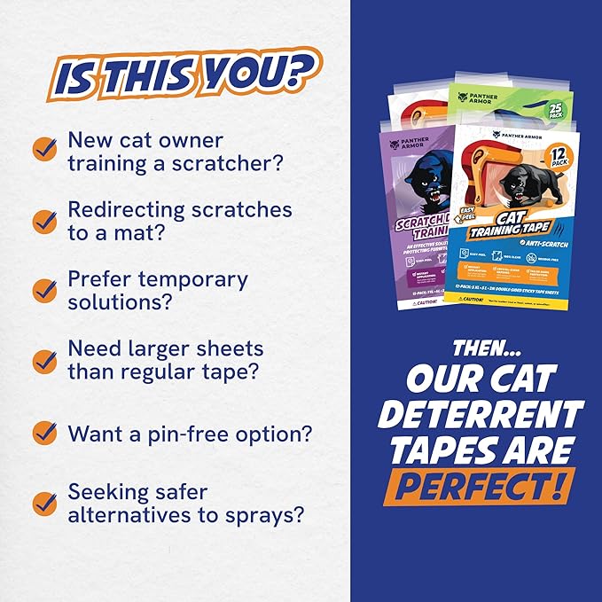 20 Pack Cat Scratch Furniture Protector Tape Sheets, Double-Sided Sticky Training (10 XL, 8 Large, 2 Medium), Anti-Scratch Couch & Sofa Guard,Clear,Not for Leather, Velvet, Microfiber