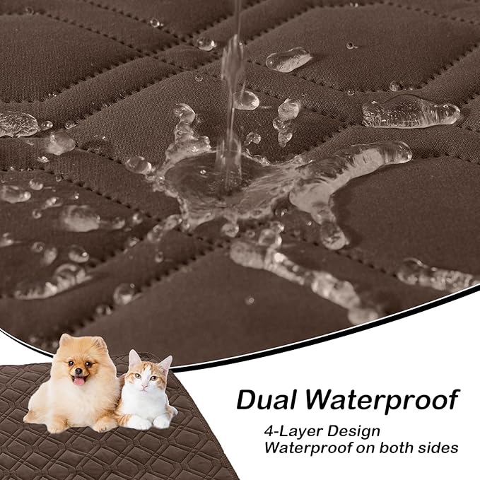 hyha Waterproof Dog Bed Blanket, Soft Pet Blankets, Waterproof Couch Cover for Dogs, Reversible Sofa Covers Washable for Furniture (52x82 Inch, Chocolate/Dark Grey)