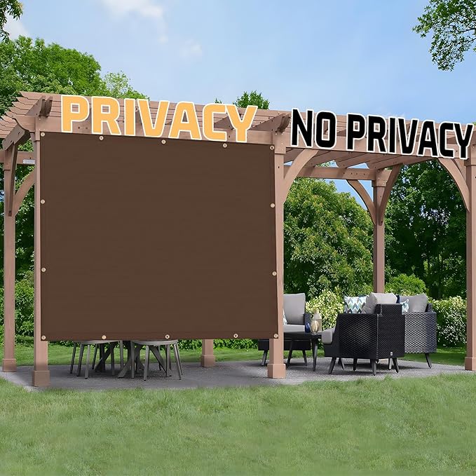 SUNNY GUARD Shade Cloth Custom Size 5x17 FT Sun Shade Screen Fabric Shade Cover Tarp with Grommets for Pergola Backyard Garden, Brown(We Customized)