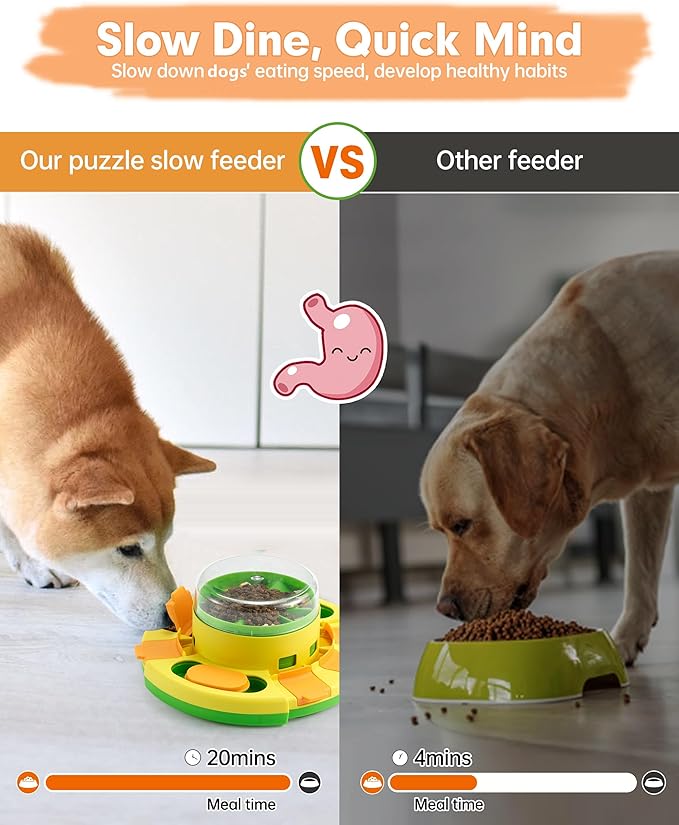 DollSheriffgoo Dog Puzzle Toy Mental Stimulation - Level 2 in 1 Dogs Food Puzzles Toys, Dog Treat Puzzle Feeder (Intermediate-Green Push)