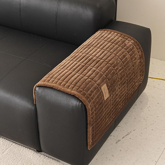 PJLZJFBY Couch Covers for Dogs, Velvet Dog Couch Cover, Pet Couchs Covers for Backrest & Armrest, Couchs Protector for Dogs, Sofa Cover for Pets Washable(1PC,Dark Brown,27.5"×27.5",Single Seater)