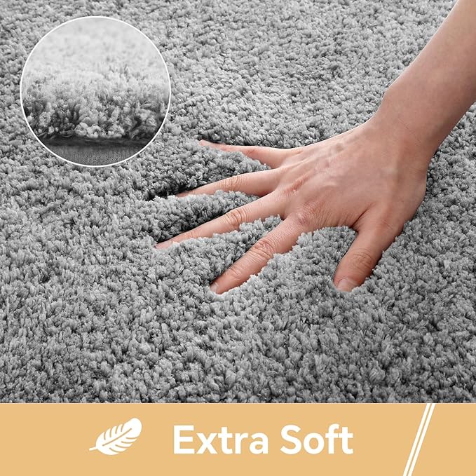 Gray Bathroom Rugs Runner 24"x72" - Extra Long Plush Bath Mat, Non Slip Absorbent Microfiber Floor Rug, Washable and Fluffy - Ideal for Bathroom, Kitchen or Pet Mat Use