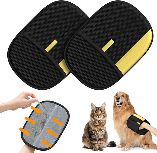 Ulyuhoda Pet Hair Remover - 2025 New Electrostatic Magic Brush Pet Hair Remover Glove, Reusable Cat & Dog Hair Remover Tool for Clothing, Couch, Furniture, Carpet, Car Seat, Cat Grooming Glove, 2 PCS