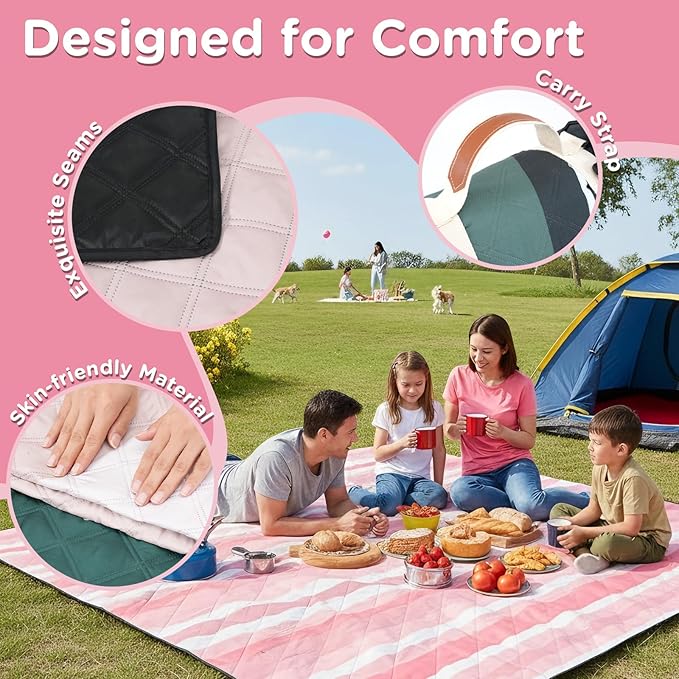 Waterproof Picnic Blanket Outdoor Camping Beach Mat Extra Large Foldable Car Essential Roadtrip Gadget Rv Accessories Glamping Tent Gear Must Haves Hiking Stuff Backpacking Necessities Gift