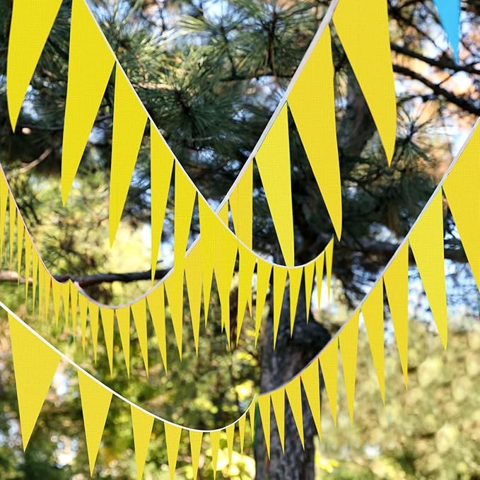 Tatuo 820 ft 500 Pcs Pennant Banner Flag String Hanging Triangle Bunting Flag for Carnival Party Outdoor Events Birthday Classroom Decoration(Yellow)