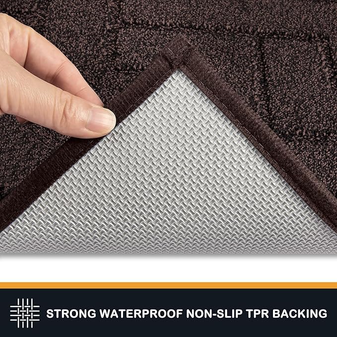 PURRUGS Dirt Trapping Door Mat 32" x 70", Non-Slip Machine Washable Entry Rug, Dog Doormat, Indoor Front Door Mat, Super Absorbent Entryway Rug for Muddy Shoes & Paws, Brown