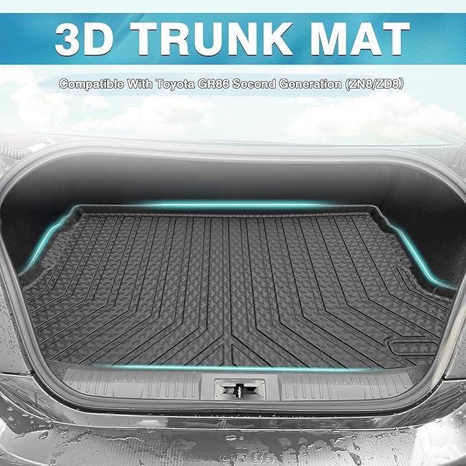 Mixsuper Cargo Liner for 2022-2025 Toyota GR86 / Subaru BRZ All Weather Cargo Mat Rear Trunk Liner Tray Black