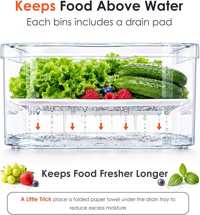 SMRCAD Refrigerator Organizers and Storage, 10 Pack Lidded Fruit Storage Containers for Fridge with Drain Trays, Helps Keep Produce Fresh