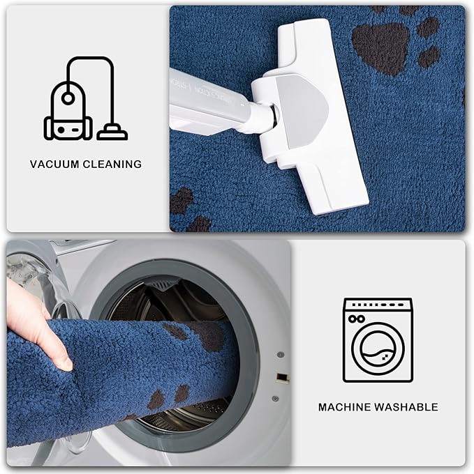 PURRUGS Dirt Trapping Door Mat 32" x 47", Non-Skid/Slip Machine Washable Microfiber Entrance Rug, Shoes Scraper, Dog Doormat, Super Absorbent Floor Mat for Muddy Wet Shoes and Paws, Blue