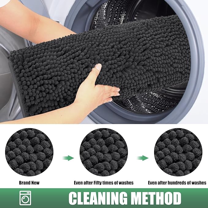 IM HOME Chenille Absorbent Outdoor Doormat 71" x 25", Washable Muddy Door Mats for Dog Non Slip Indoor Doormat Dog Mat for Muddy Paw Front Inside Doormats for Entryway Dark Grey