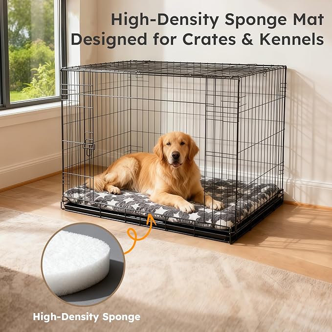 Dog Bed Mat, Dual-Sided Dog Crate Bed Mat - Ultra Soft & Machine Washable Kennel Pad for Large Dogs, All-Season Comfort Pet Bed for Crates, Travel, and Home, Gray 35 x 23 Inch