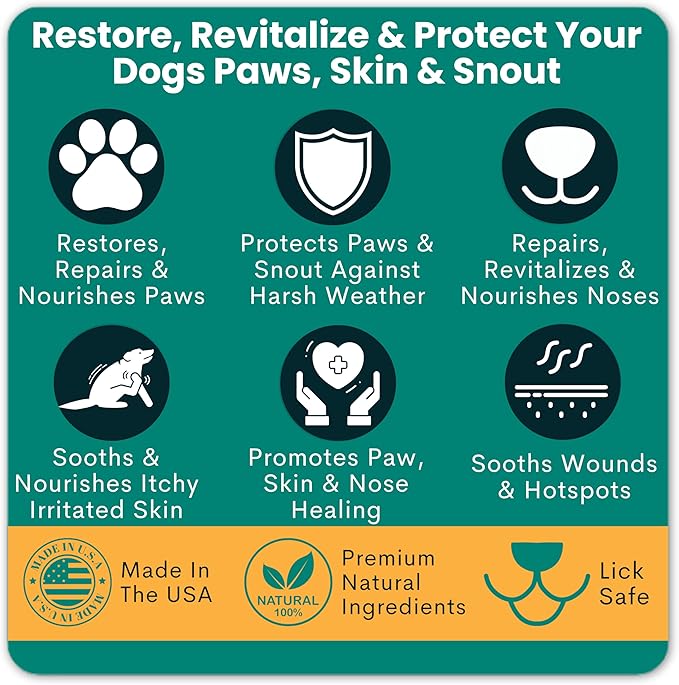 Trail Hound Dog Paw Balm – Natural Dog Paw Protector for Dry, Cracked Heels – Soothes Itchy Skin, Lick-Safe Paw Soother for Dogs – Nose Balm for Dry Snout & Paws, Softens & Repairs – 2oz