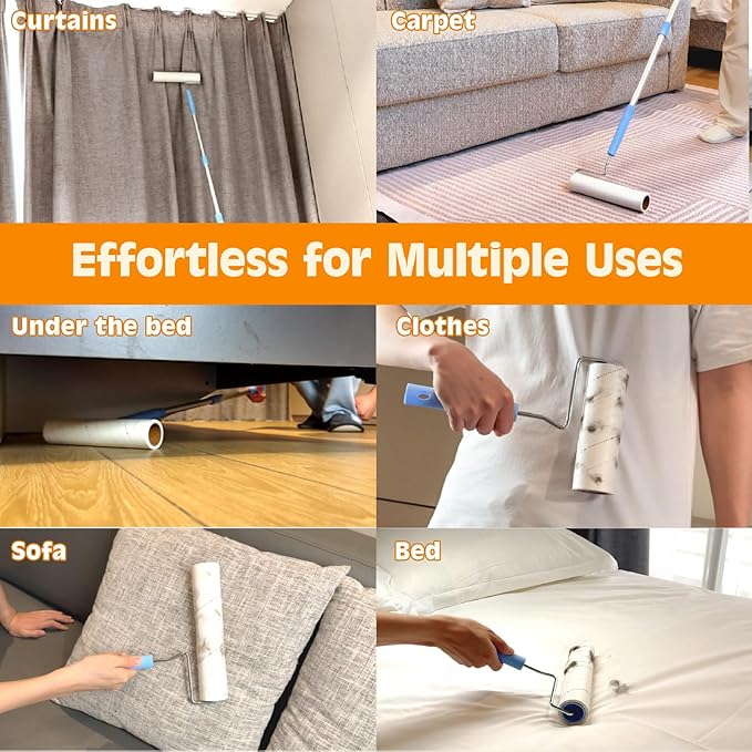 Lint Roller Refills (5 Packs 450 Sheets) Lint Rollers for Pet Hair Extra Sticky Refills,9.45 Inch Pet Hair Remover,Lint Roller Cleaning for Clothes,Furniture and Carpet,Easy to Tear