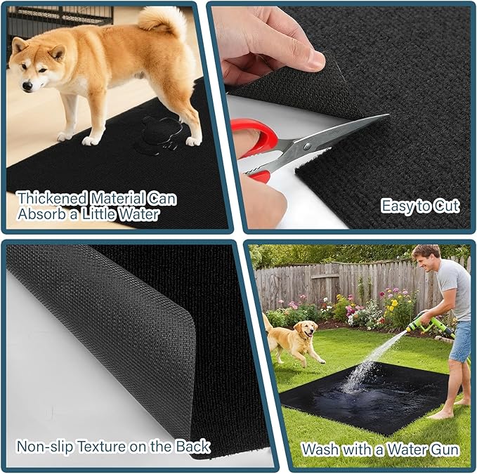 32" X 50" X 0.23'' Mat for Under Dog Crate Waterproof Non-Slip Kennel Mat to Protect Floors Large Absorbs Urine Reusable Dog Playpen Mat