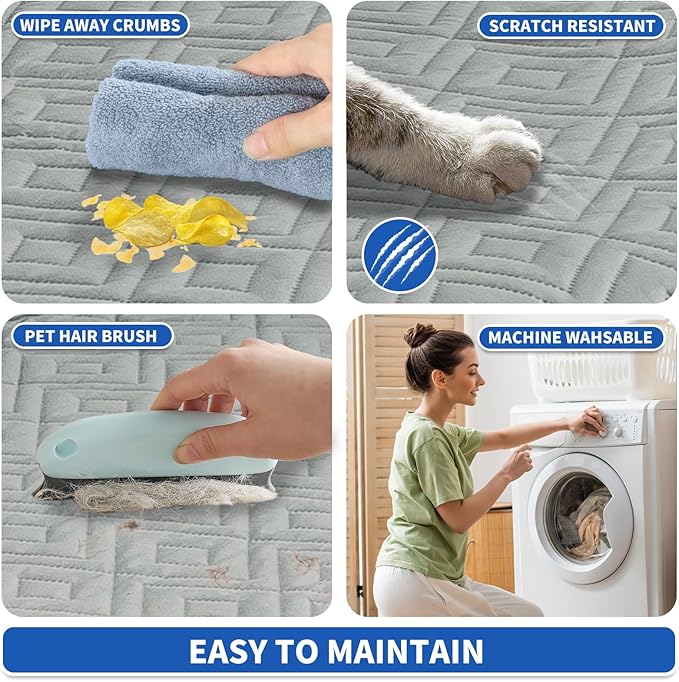 2026 Waterproof Bed Sofa Blanket (52"x82") Comfy Couch Sofa Mat for Dog Pets with Anti-Slip Back, Universal Incontinence Lightweight Liner Pad for Furniture Car Picnic etc Durable Washable, Light Grey