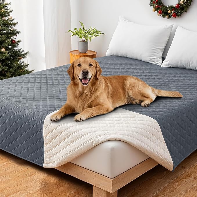 CYCMACO Waterproof Dog Bed Cover, Non-Slip Dog Blanket for Couch, Couch Covers for Dogs Washable, Pet Blanket for Furniture, Pet Bed Mat for Sofa, Car, Pet Supplies (82x102 Inch, Dark Grey)